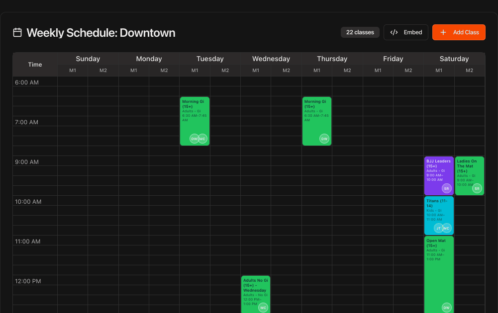 Class Schedules overview