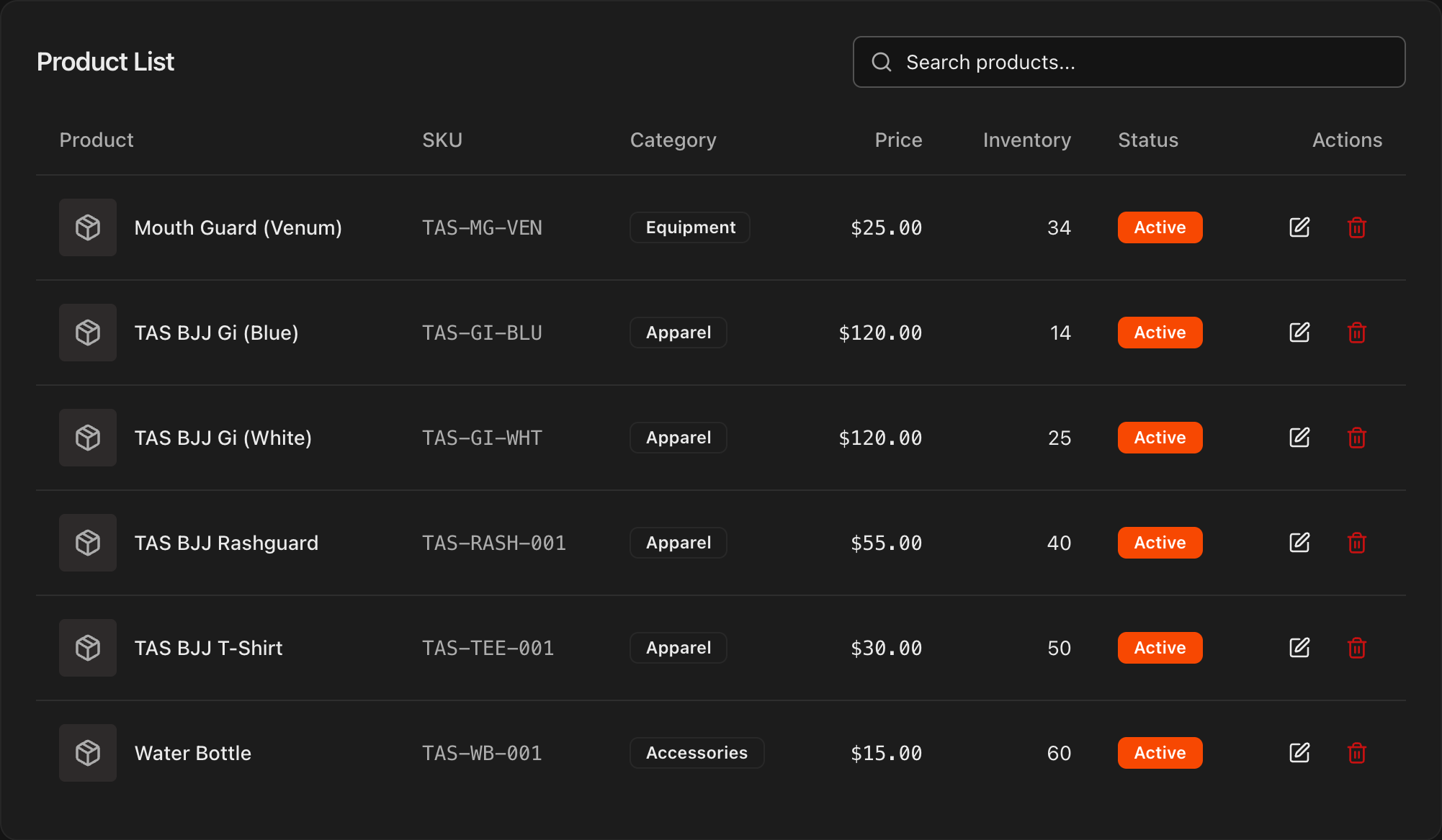 Student portal Shop page showing available products